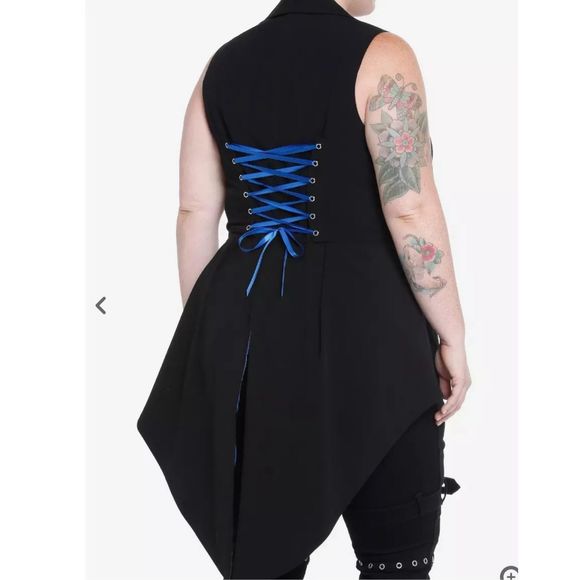 Hot Topic Corpse Bride Skeleton Hi-Low Waistcoat Vest Plus Size 1 NWT - Picture 8 of 9